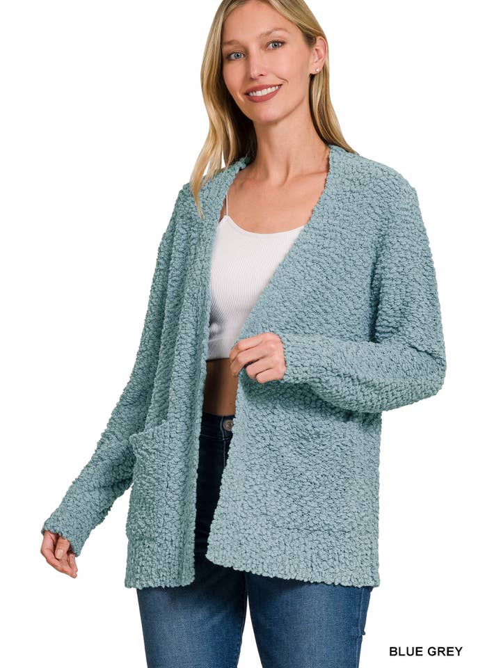 42POPS - Wholesale Cardigan - Women's - Popcorn Sweater Cardigan w/ Pockets5