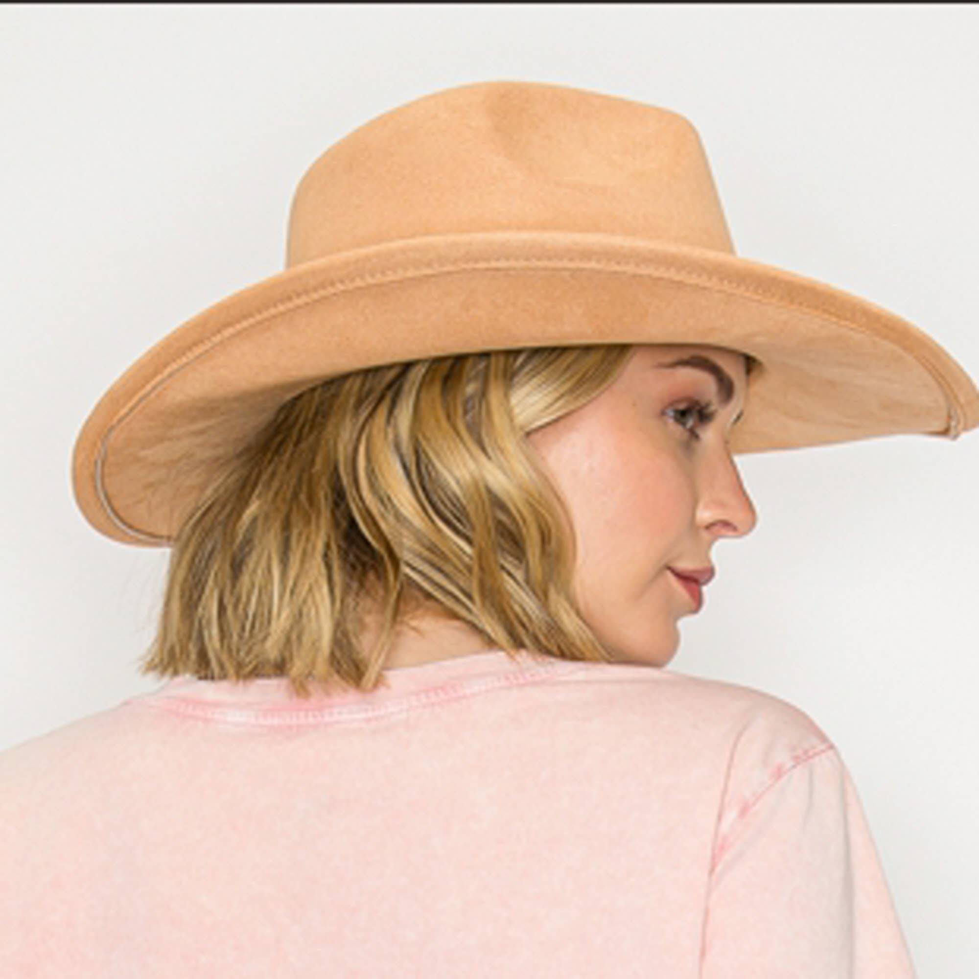 One and Only Accessories – wholesale Cowboy Hat – Women’s – Vegan suede cattleman cowboy hat stiff flat brim Stylish hat20