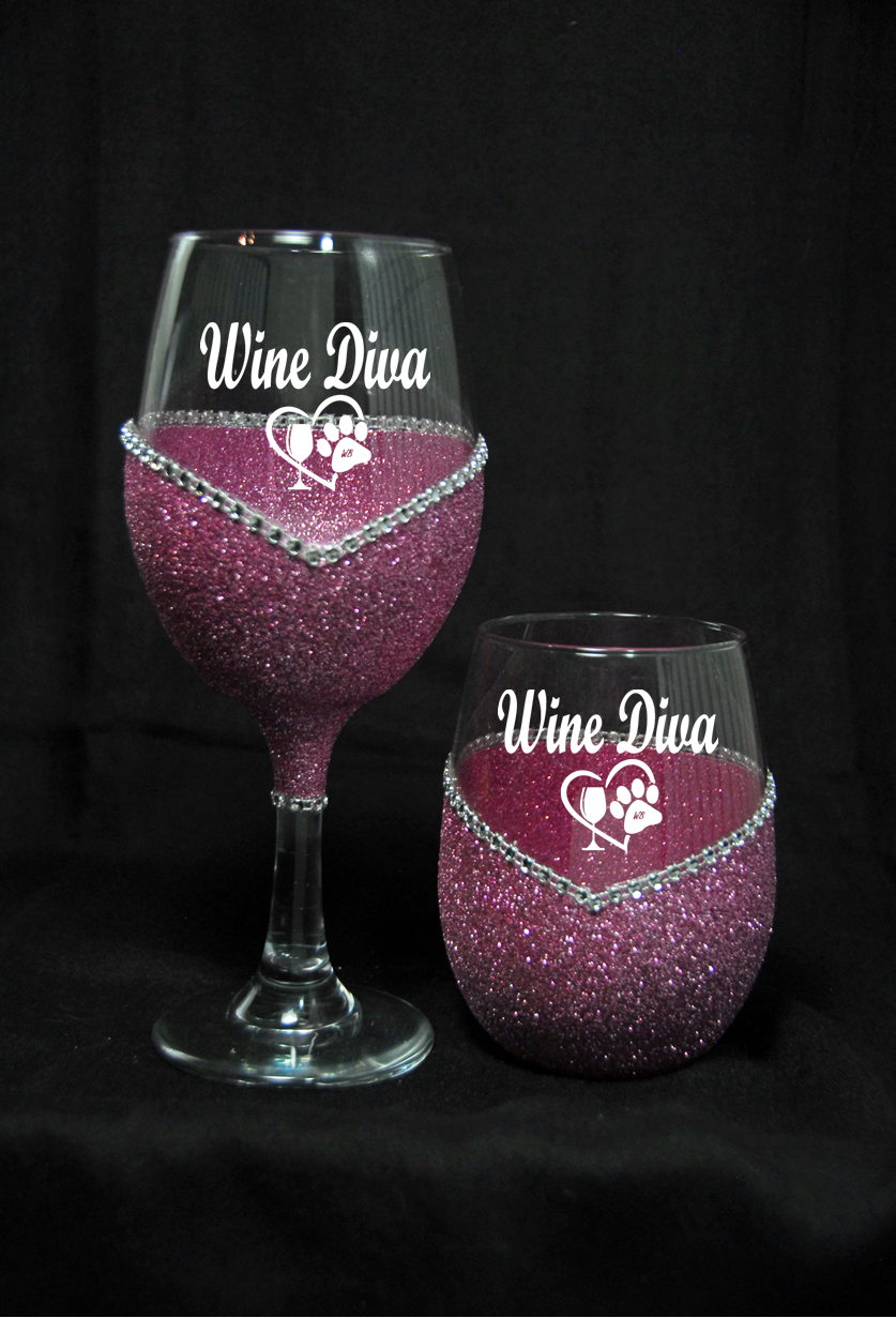 WineyBitches.Co - Wholesale Wine Glass - Wine Diva – Bling Glitter Glass Wine Glasses (Just Sayin’ Collection)0