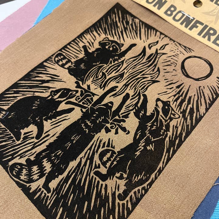 Critter Butts - Wholesale Patch - Raccoon Bonfire Patch - Screen print on thrifted denim6