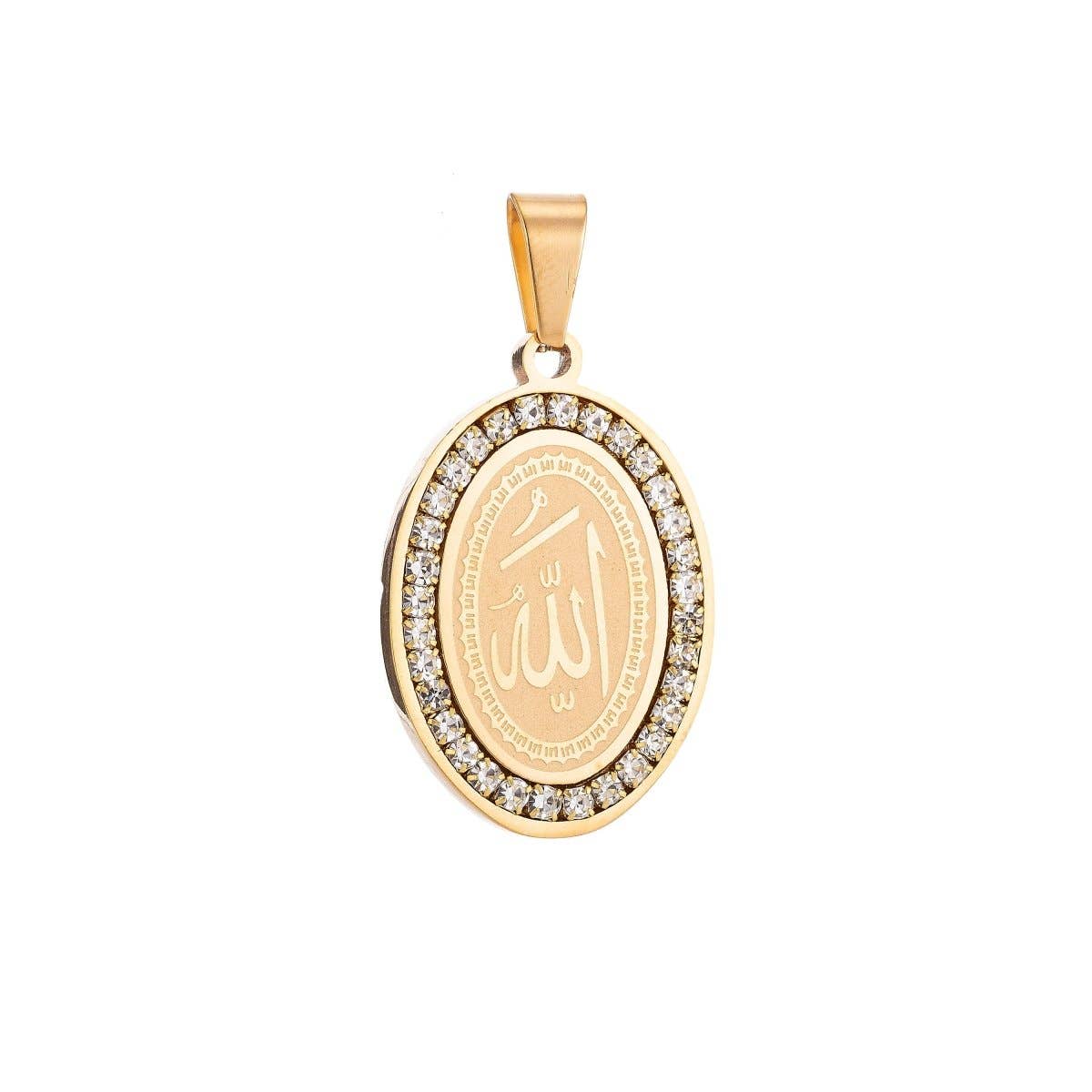 Aim Eternal - Wholesale Individual Charm/Pendant - Gold Filled Stainless Steel Allah Name, Moslem God Necklace Pendant Arabic Word Charm Bails Findings for Jewelry Making J-609 J-3293