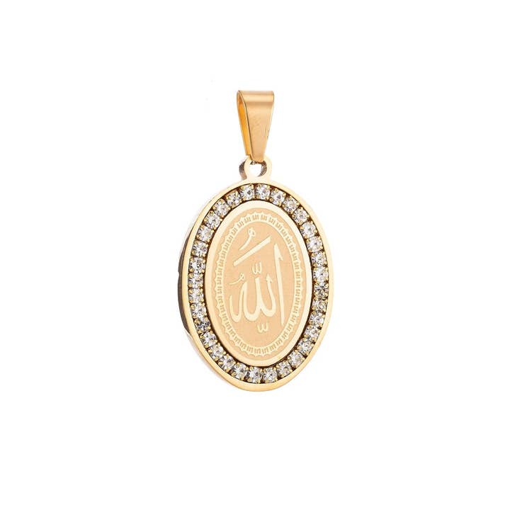 Aim Eternal - Wholesale Individual Charm/Pendant - Gold Filled Stainless Steel Allah Name, Moslem God Necklace Pendant Arabic Word Charm Bails Findings for Jewelry Making J-609 J-3293