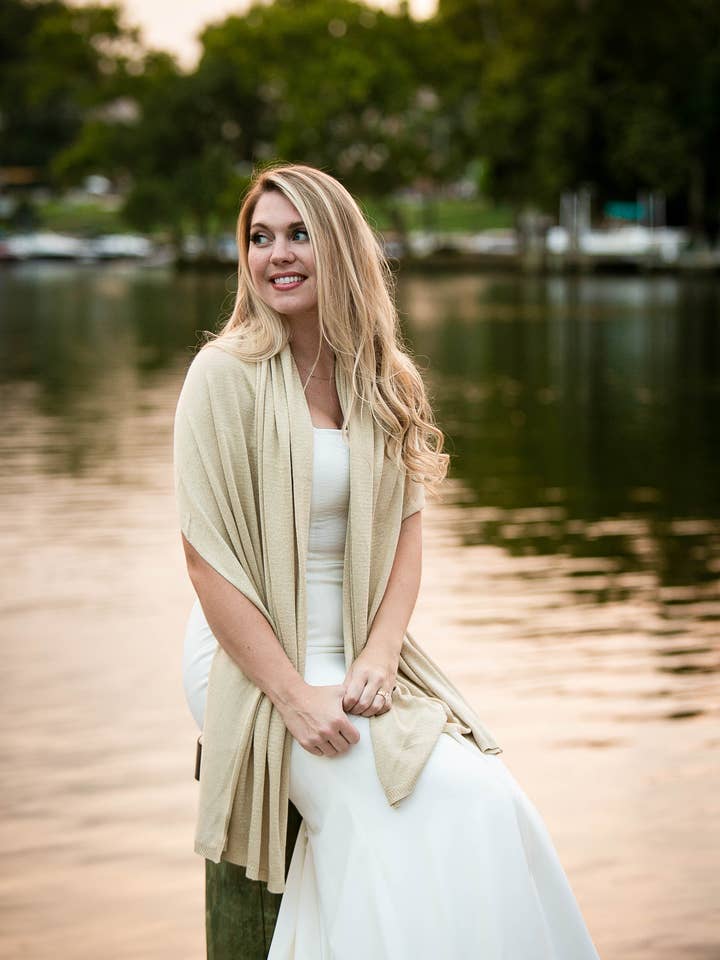 Ari Bamboo Metallic Shimmer Shawl - Year Round Chic for wholesale by Top It Off