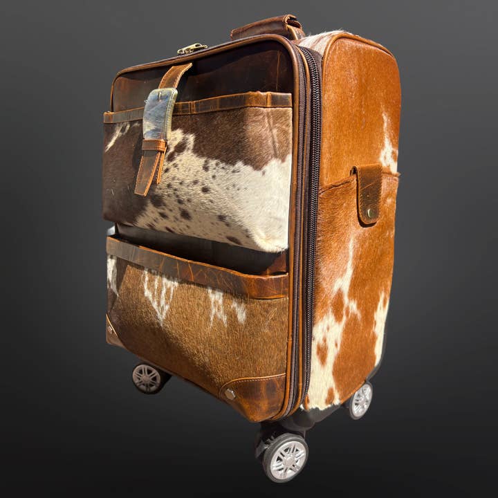 Westrian (Formerly Equipage) - Wholesale Luggage - Leather Cowhide Western Wheeled Carry-On Suitcase