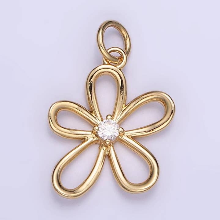 14K Gold Filled CZ Open Flower Outline Charm | D257 and other Purchase Wholesale d307. Free Returns & Net 60 Terms on Faire trending on Faire.