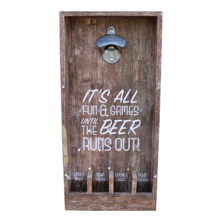 19x40cm Wooden Bottle Opener Beer Game - Fun Wall-Mounted Bar Accessory for wholesale by Berpar