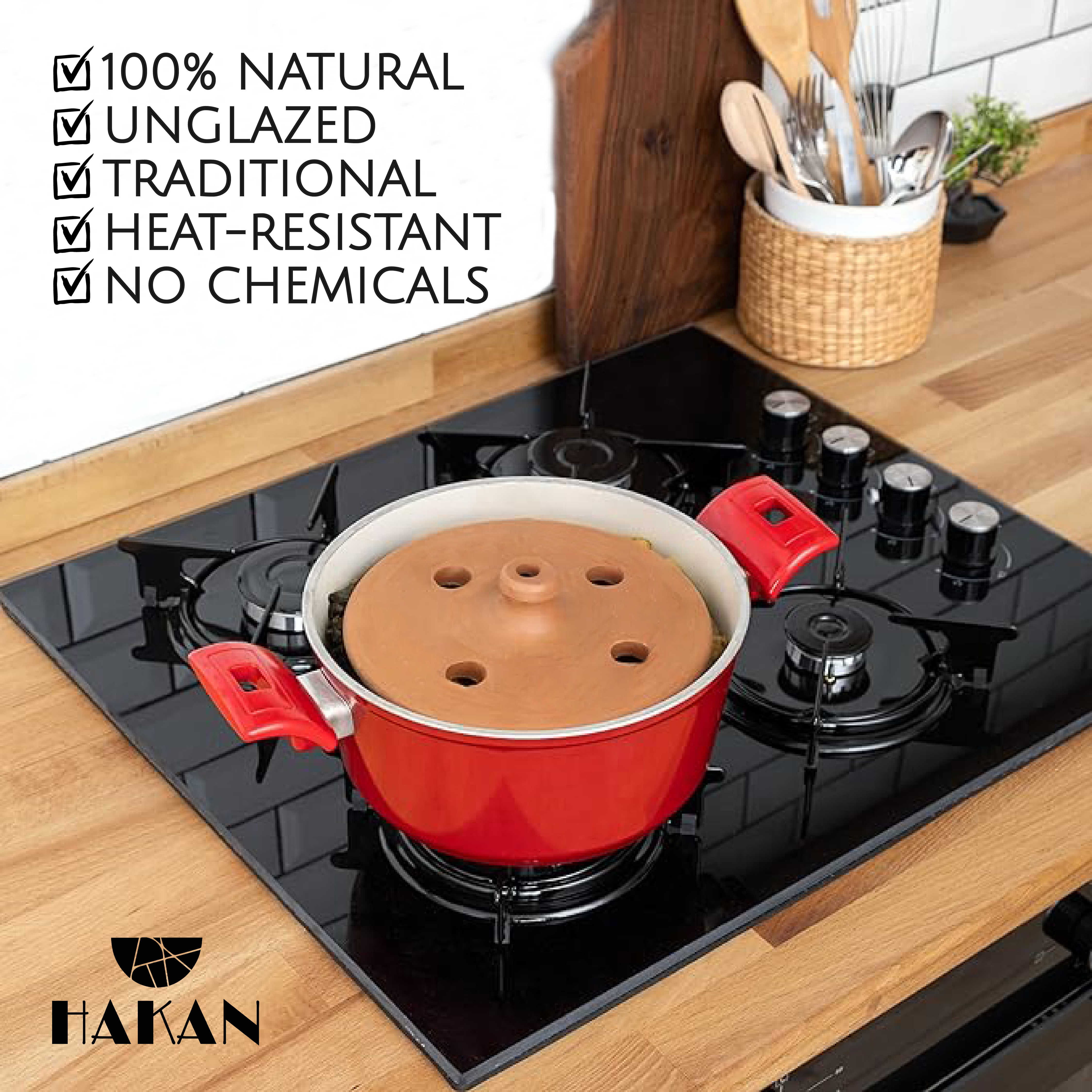 Hakan - Vendita all'ingrosso Utensile/attrezzo da cucina - Coperchio Dolma in terracotta fatto a mano, coperchio arrotolato in foglia d'uva5