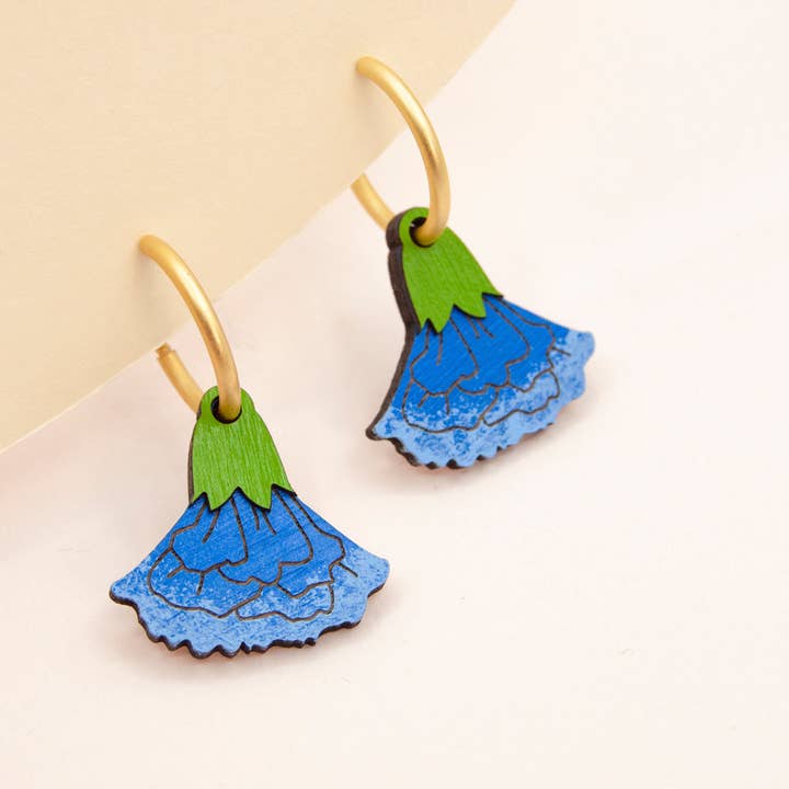 Materia Rica ☀️ - Wholesale Dangle Earrings - Dancing Blue Marigold Earrings2