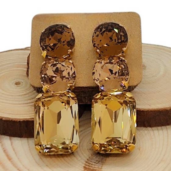 Dubbla kombinationsörhängen - Rökt Topaz/Lt Rökt Topaz/Lt för wholesale av QUÉ MÁS JEWELS