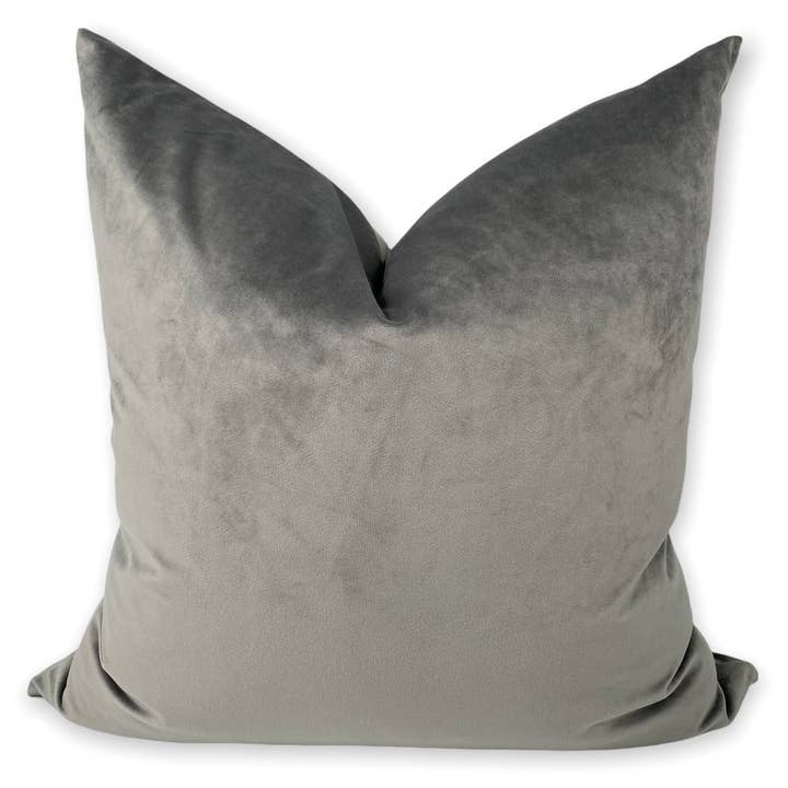 Grey Velvet Pillow for wholesale by Visually Rich Home