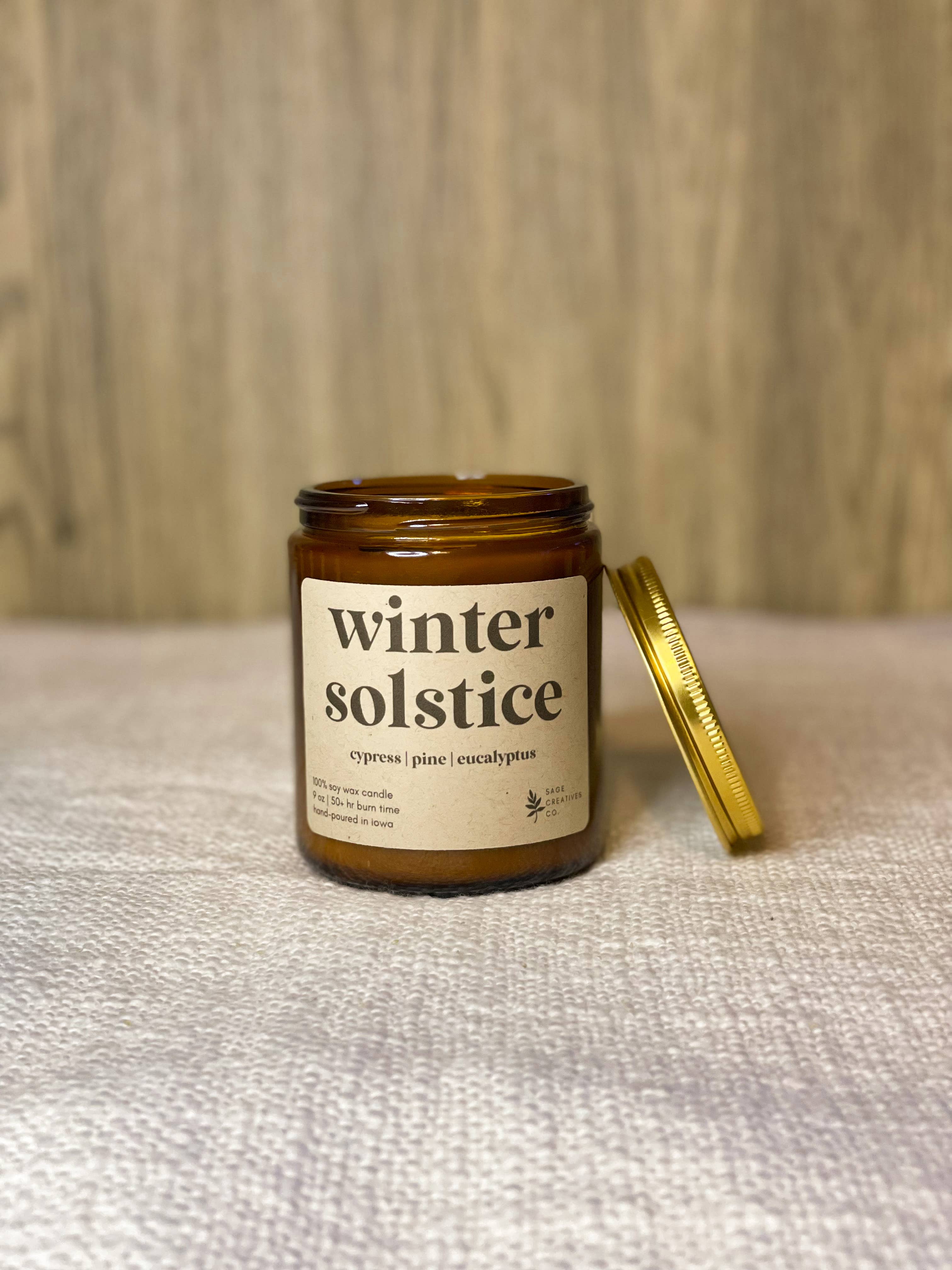 Sage Candle Co. - Vente Bougie en bocal - Solstice d'hiver - Bougie de Noël 100 % cire de soja
