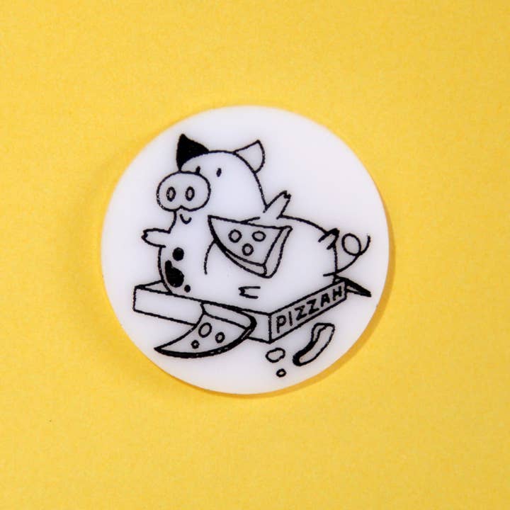 Pizza Pig - Lasercut Pin for wholesale by Studio Smalls