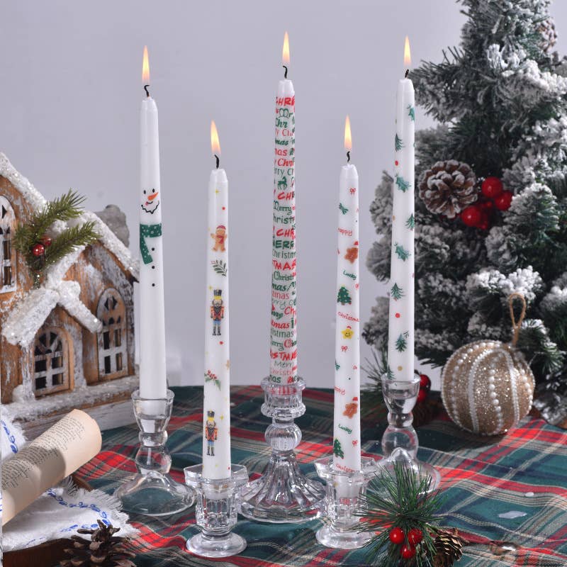 Candles Meta - Wholesale Tapered Candle/Candlestick - 25cm Smokeless Christmas Decorative Printed Taper Candle11