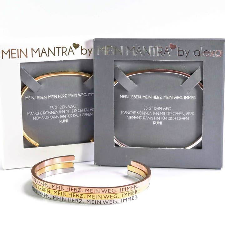MANTRA BANGLE - MY LIFE. MY HEART. MY WAY. ALWAYS. for wholesale by Mein Mantra