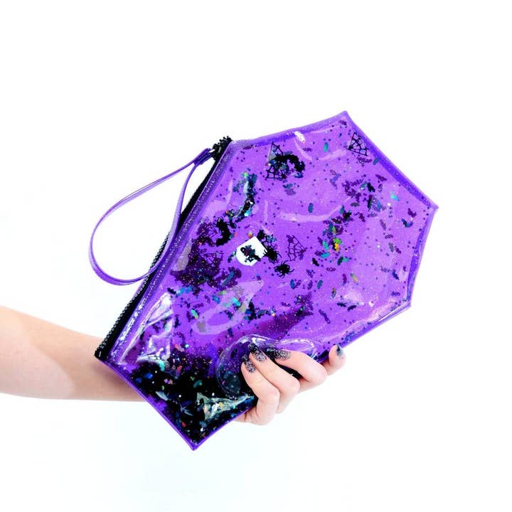 Electric Bubblegum - Wholesale Clutch Bag - Women's - Too Cute to Spook Liquid Glitter Coffin Clutch