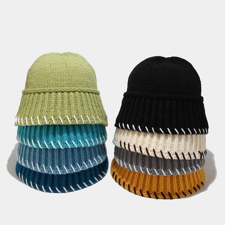 Dipped Shop - Wholesale Bucket Hat - Women's - Solid Color Vintage Knit Bucket Hat DPKB03393