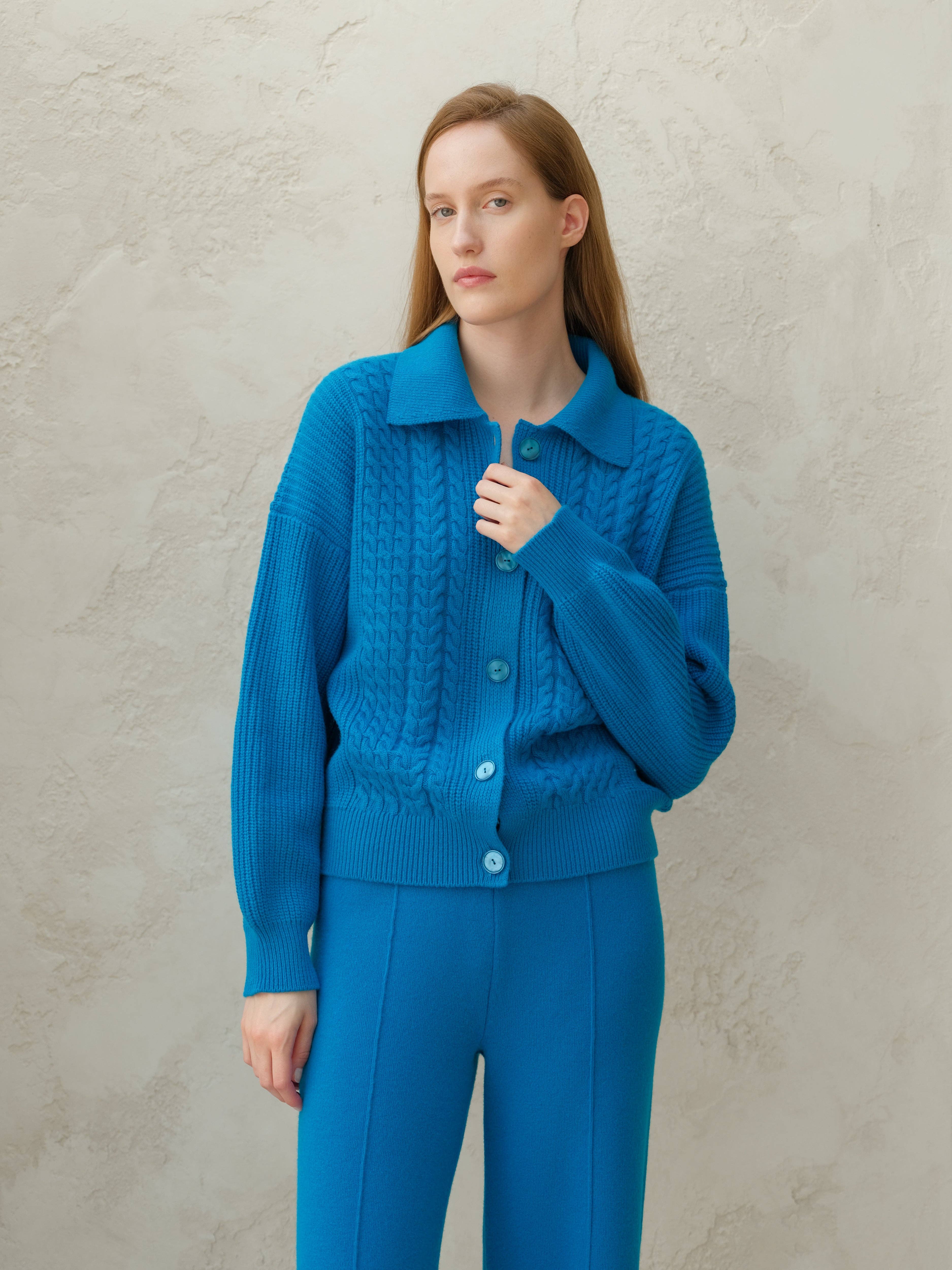 Lèmme – Cardigan - Mulher por atacado – Cardigan polo com tramas em mistura de cashmere6