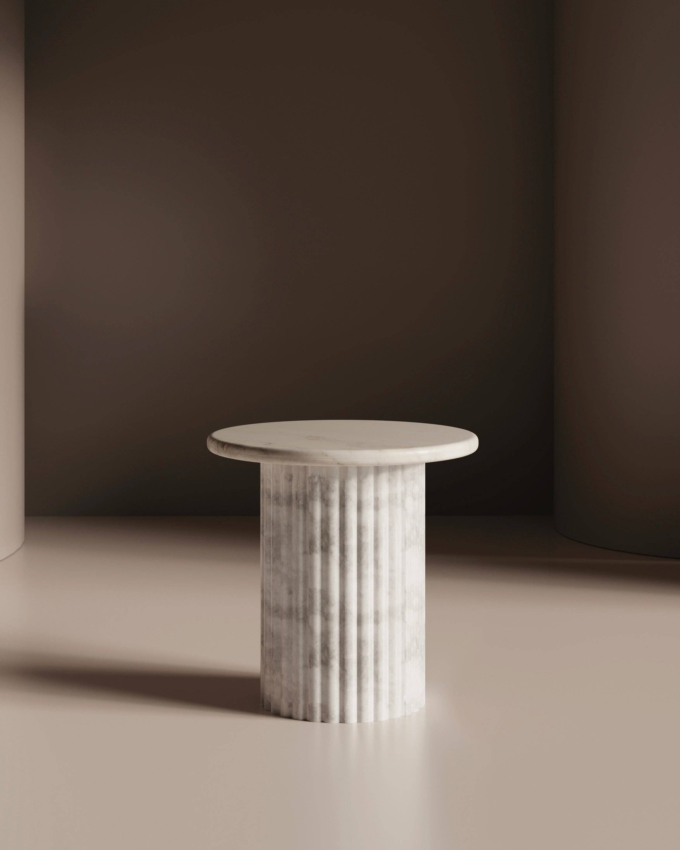Belaré Home - Wholesale Side Table - Waverly White Marble End Table - 20x20 Italian Contemporary Design Side Table2