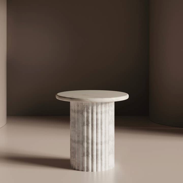 Belaré Home - Wholesale Side Table - Waverly White Marble End Table - 20x20 Italian Contemporary Design Side Table2