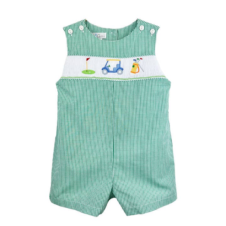 Petit Ami & Zubels - Wholesale Jumpsuit - Baby - Sunsuit with Golf Themed Picture Smocking