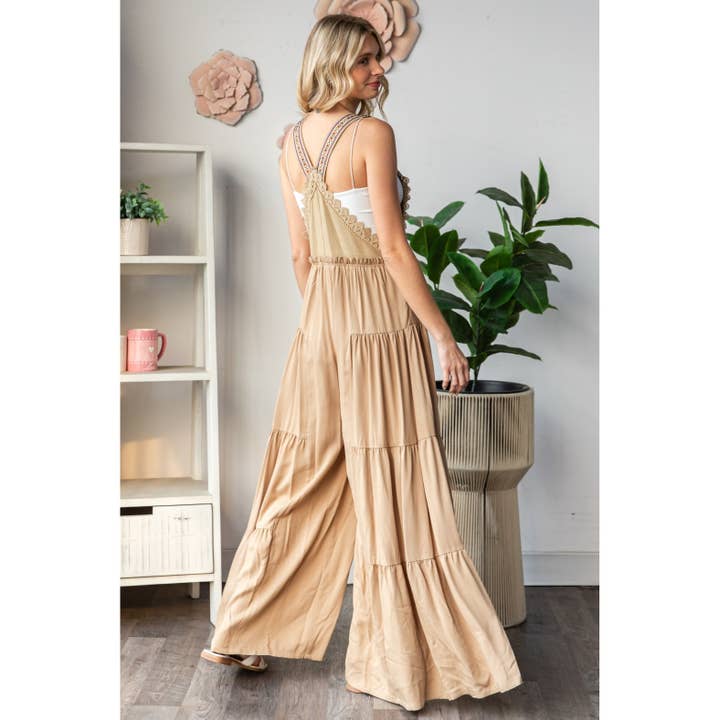 Veveret - Wholesale Jumpsuit - Women's - Embroidered Strap Flowy Jumpsuit30