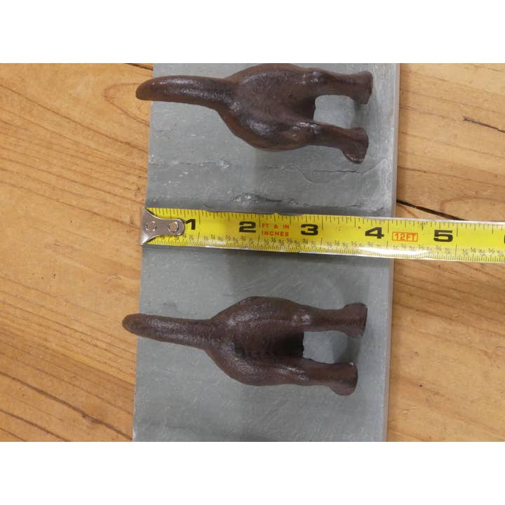Midwest Craft House - Wholesale Wall Hook - 3 DOG TAIL COAT HOOKS ON SLATE BACKING