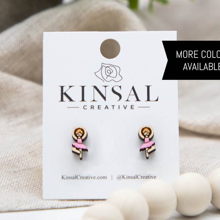 Pendientes de madera de bailarina para venta al por mayor de Kinsal Creative