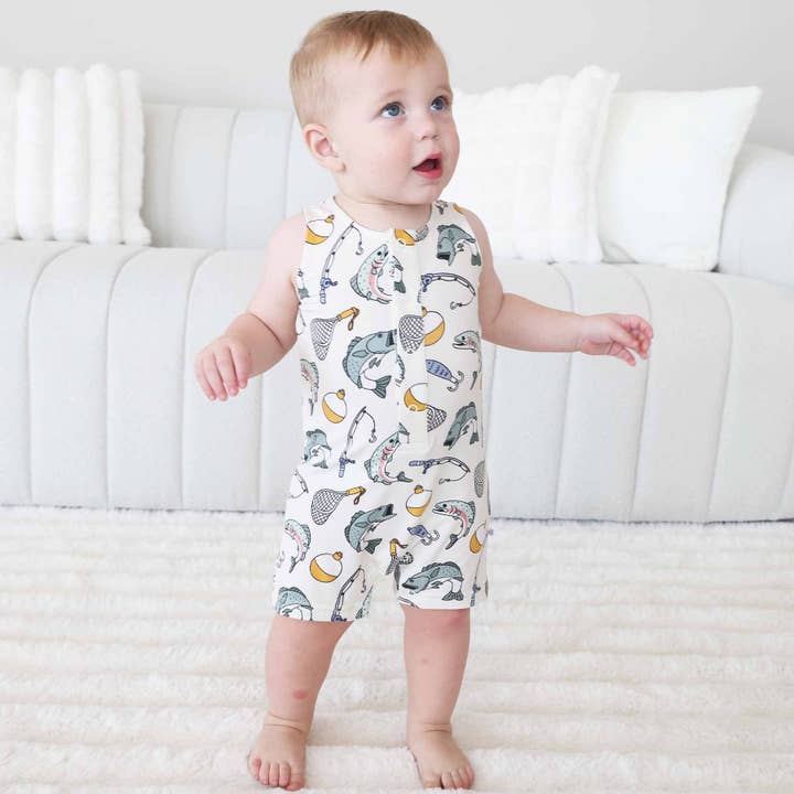 Sleeveless Snap Romper | Catch of the Day for wholesale by Caden Lane