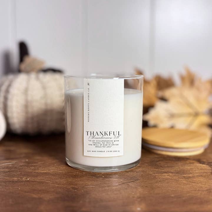 Thankful | Pumpkin Spice & Vanilla | 9 oz. Clear Jar Candle and other Purchase Wholesale 9 hour tealight candles. Free Returns & Net 60 Terms on Faire trending on Faire.