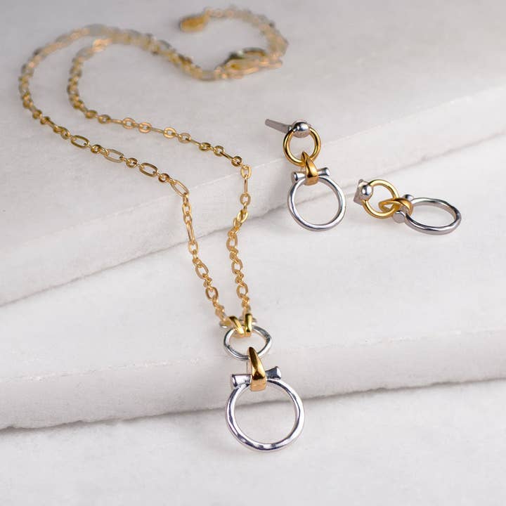 URBAN-EQUESTRIAN - Wholesale Pendant/Charm Necklace - Aikon - Two Tone Equestrian Horse Bit Necklace3