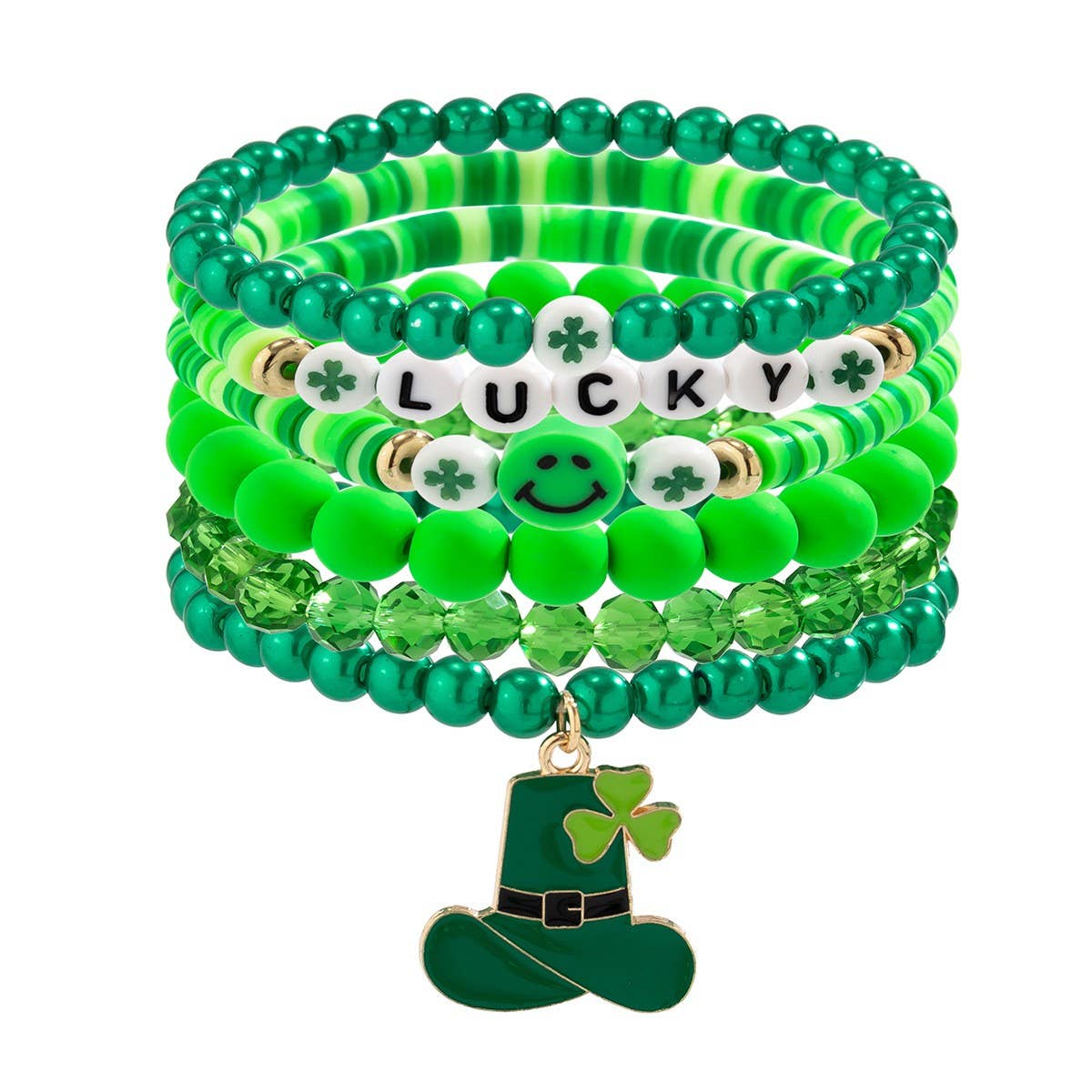 ACCITY - Wholesale Beaded Bracelet - MULTI-LEAF CLOVER LETTER SIMPLE BEADED BRACELET_CWAJE147511