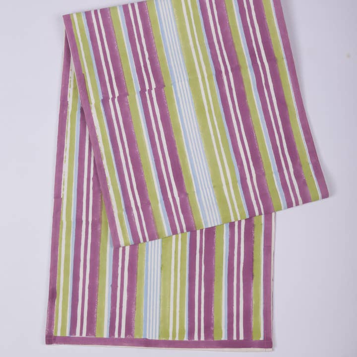 Nargis Striped - Hand Block-Printed Cotton Table Runner for wholesale by Thar Living