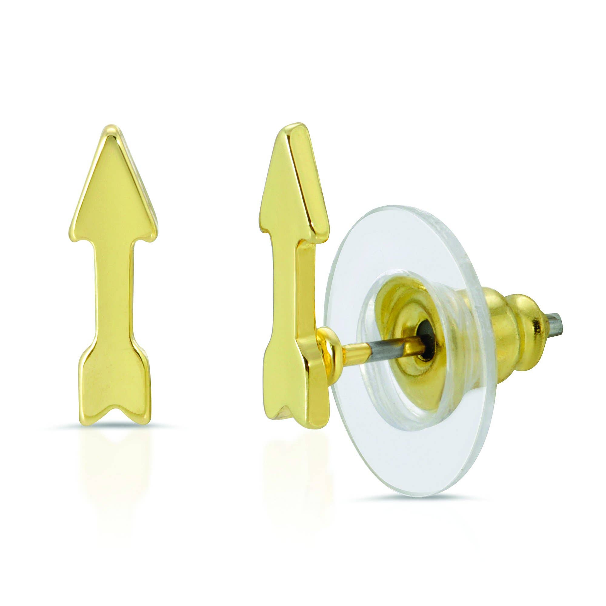 Lucky Feather - Wholesale Stud/Post Earrings - New Moon Gold Earrings - POSITIVE/ARROW2