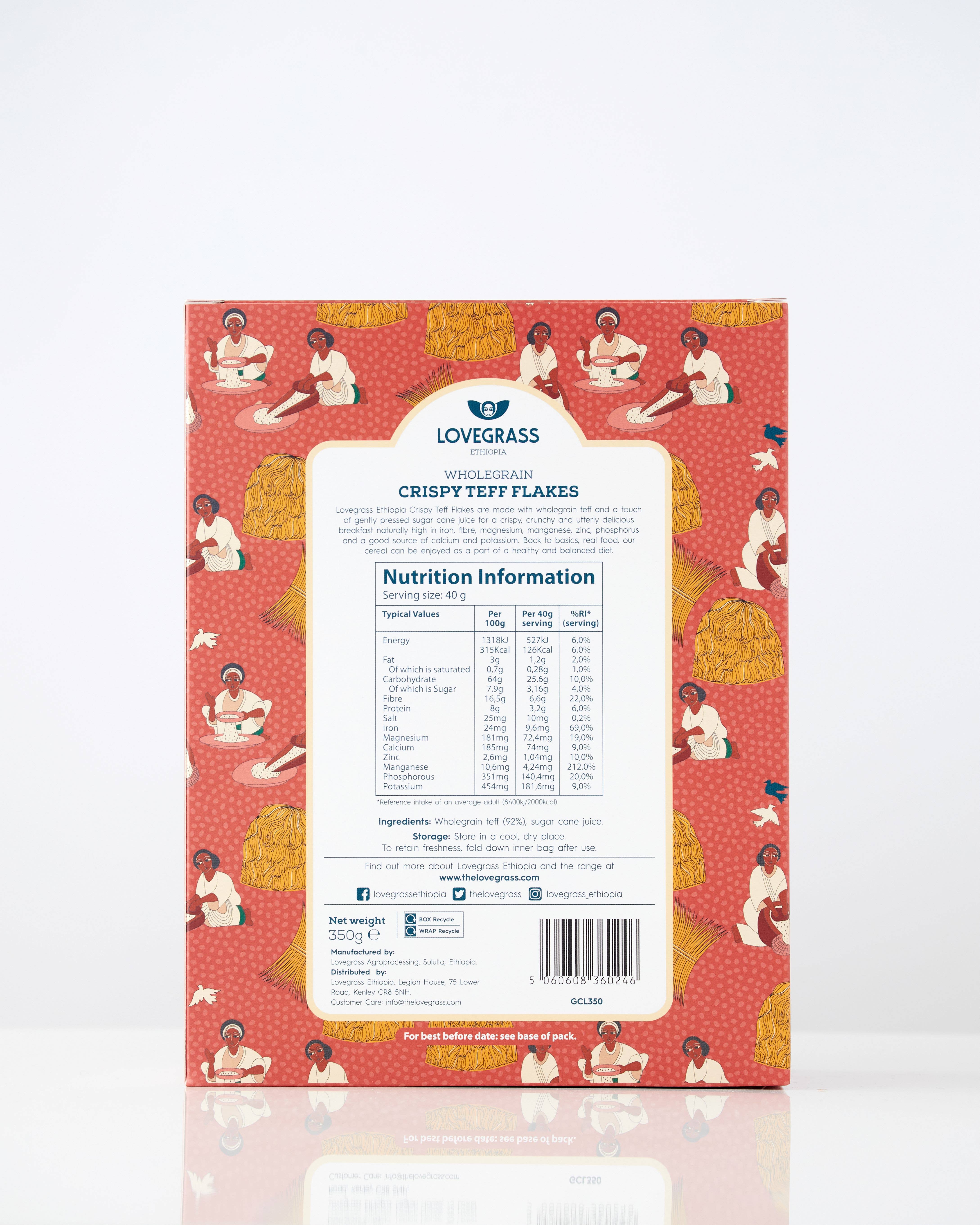 Lovegrass Ethiopia – wholesale Breakfast cereal – Wholegrain Crispy Teff Flakes Original 350g2