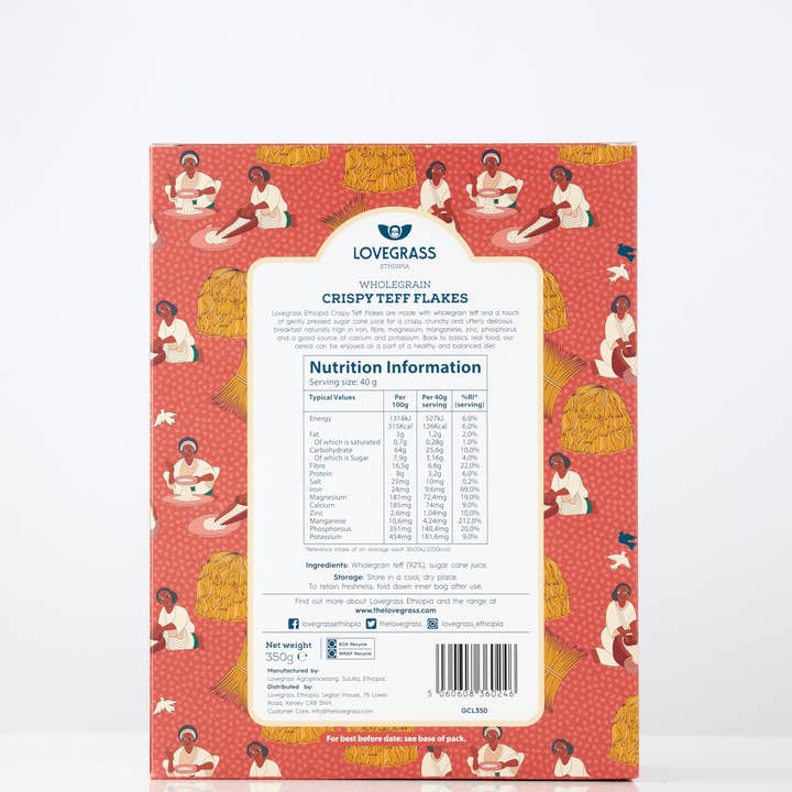 Lovegrass Ethiopia – wholesale Breakfast cereal – Wholegrain Crispy Teff Flakes Original 350g2