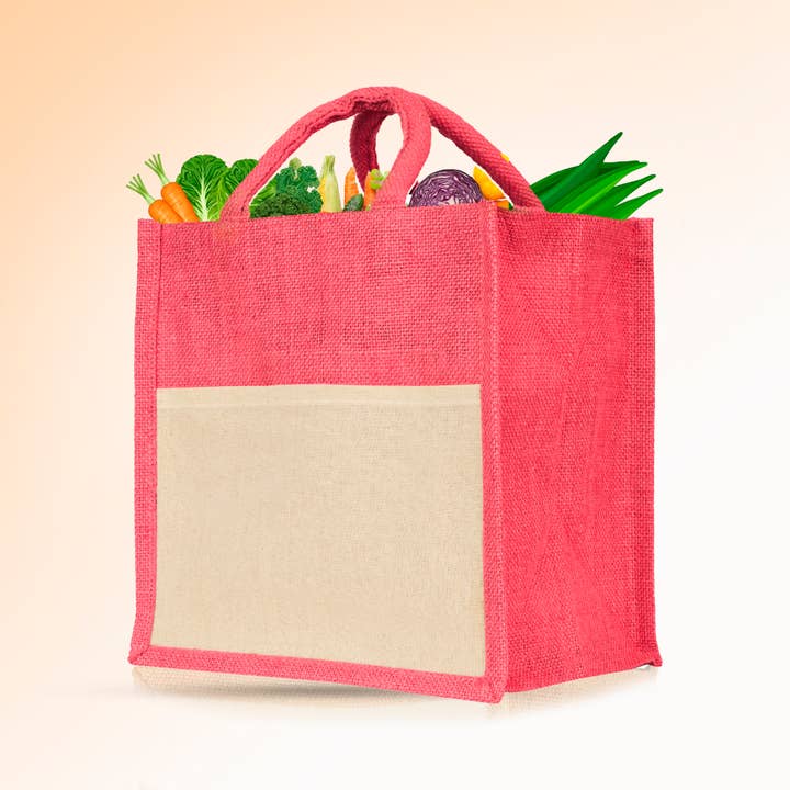 ecojutebags - Wholesale Tote Bag - Unisex - Set of 4 Jute Shopping Bags – Burlap Totes with Pocket14