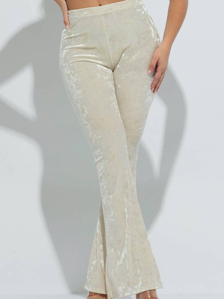 Crushed velvet flared pants for wholesale by K Too