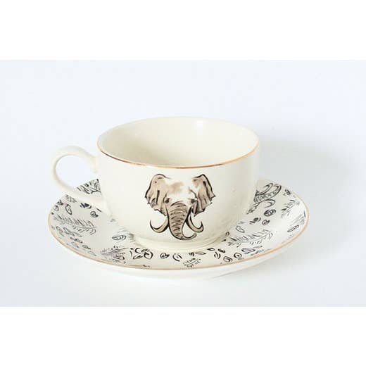 Kenya Tea Cup Elephant Safari Print - Set of 2 for wholesale by milly sands interiors ltd.