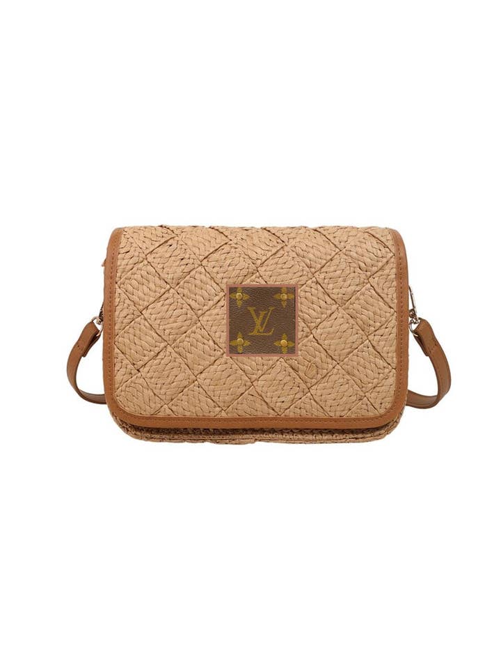 Upcycled Diamond Straw Crossbody Bag for wholesale by Embellish Your Life