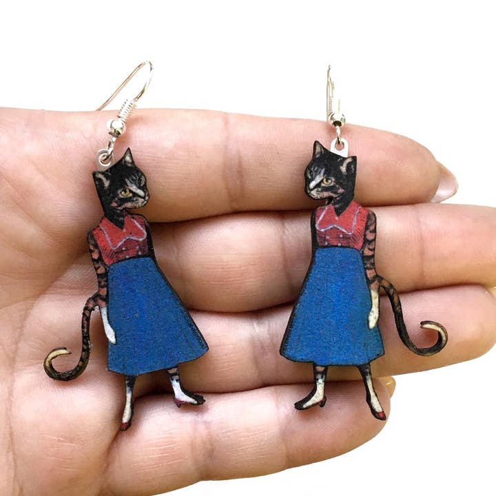 Retro Cat Lady Ohrringe für den Großhandel von Pergamo Paper Goods
