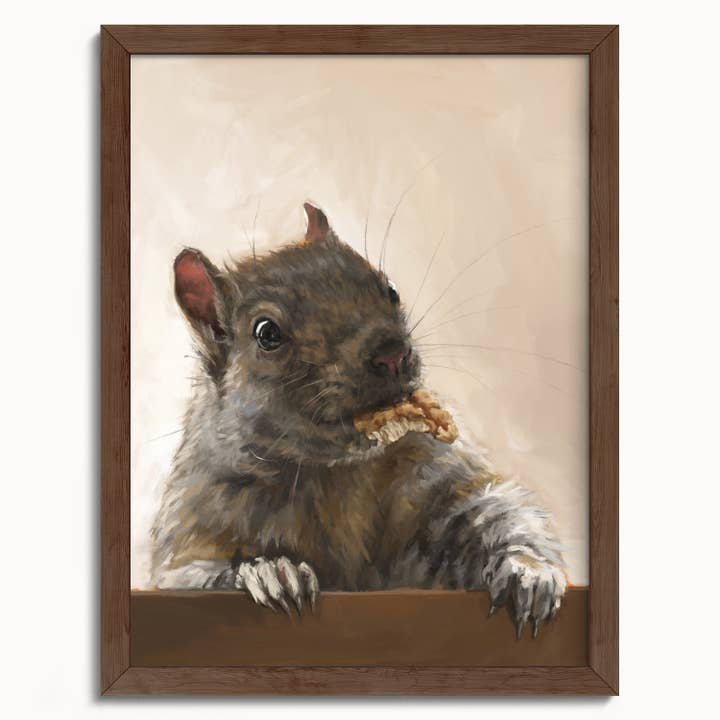 The Ugly Cat Studio - Wholesale Art Print - Grey Squirrel with a Walnut Fine Art Print20