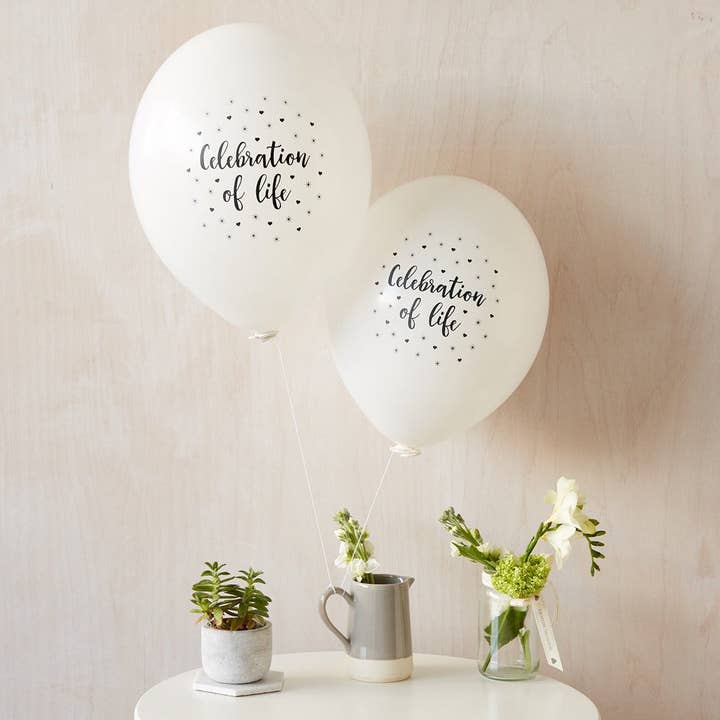 25 Celebration of Life Funeral Remembrance Balloons - White for wholesale by Angel & Dove