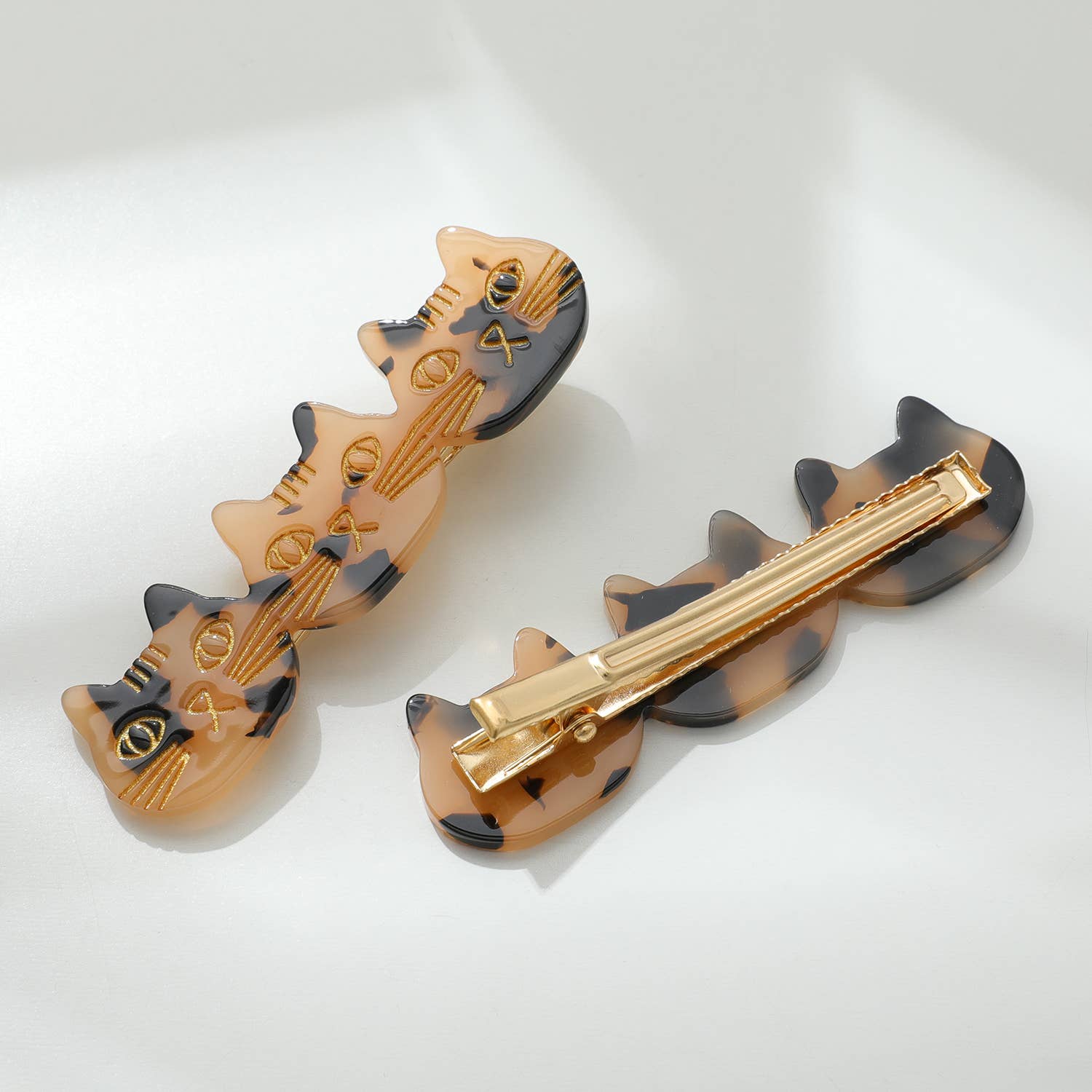 Adorro – Clips para cabelo - Mulher por atacado – Zoe | Presilha de Cabelo com Três Rostos de Gato (Conjunto com 2 unidades)6