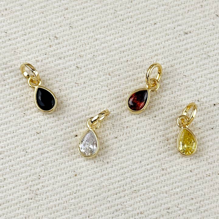 GoldFi - Wholesale Individual Charm/Pendant - 18k Gold Filled Birthstone Bezel Drop Charm 13