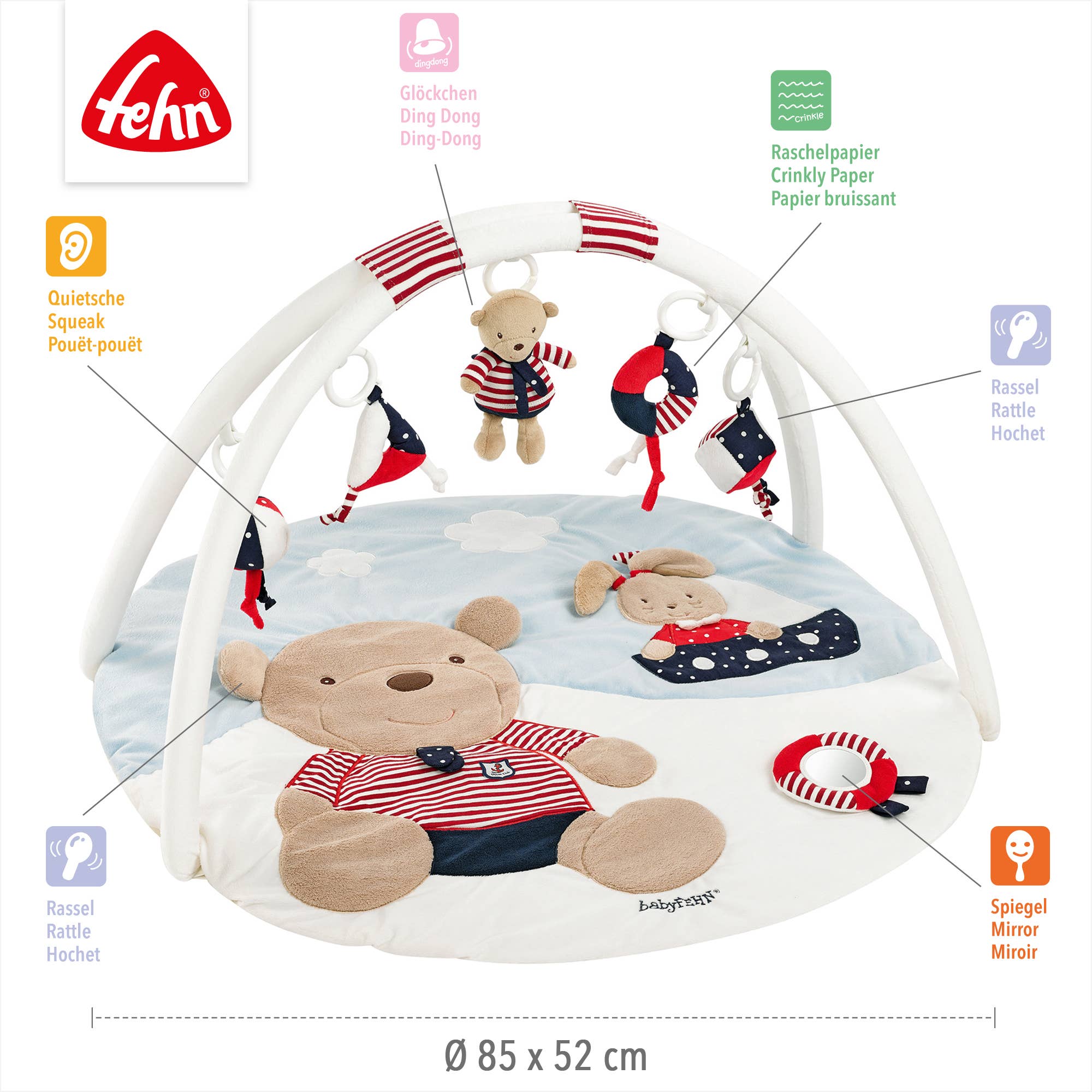 Fehn - Wholesale Play Mat - Kids & Baby - Ocean Club 3D Activity Blanket - Game Arch with Toys3