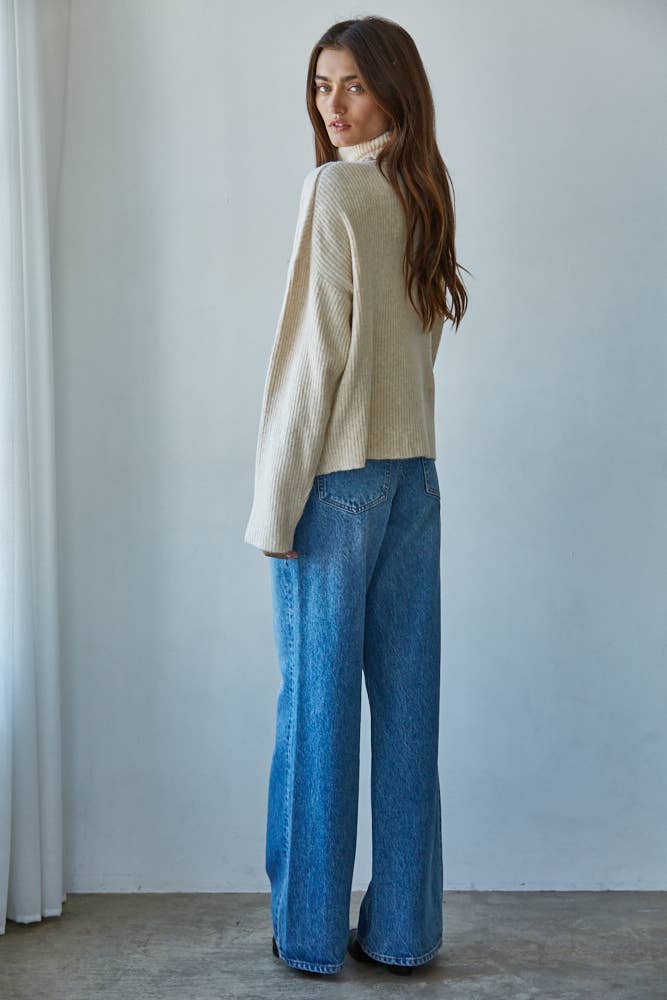 By Together - Wholesale Knitted jumper – Women′s - W1805 | Knit Sweater Ribbed Turtleneck Drop Shoulder Top11