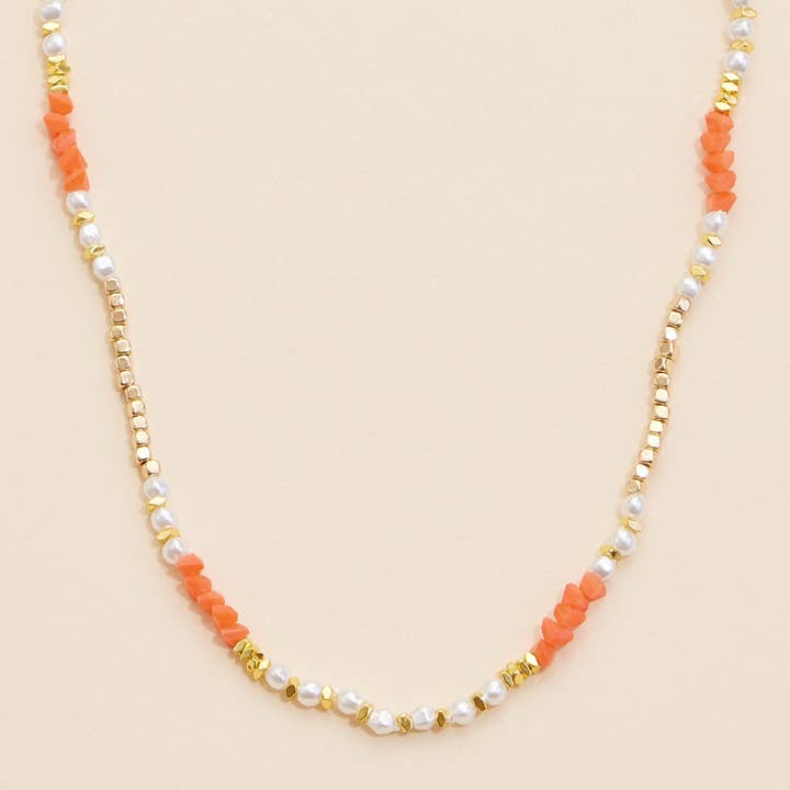 Frem - Wholesale Beaded/Pearl Necklace - Glass Pearl & Metal Beaded Basic Necklace