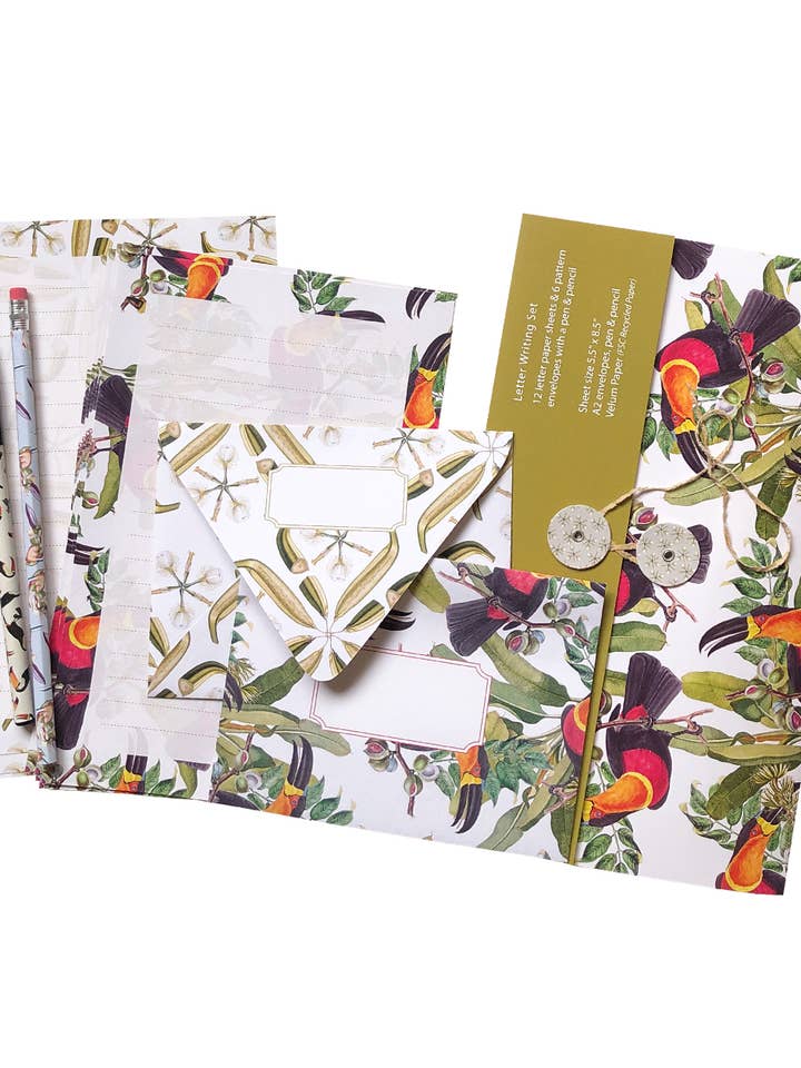 Vintage Toekans & Banaan Bloem Briefpapier Set voor wholesale door Artistry Cards