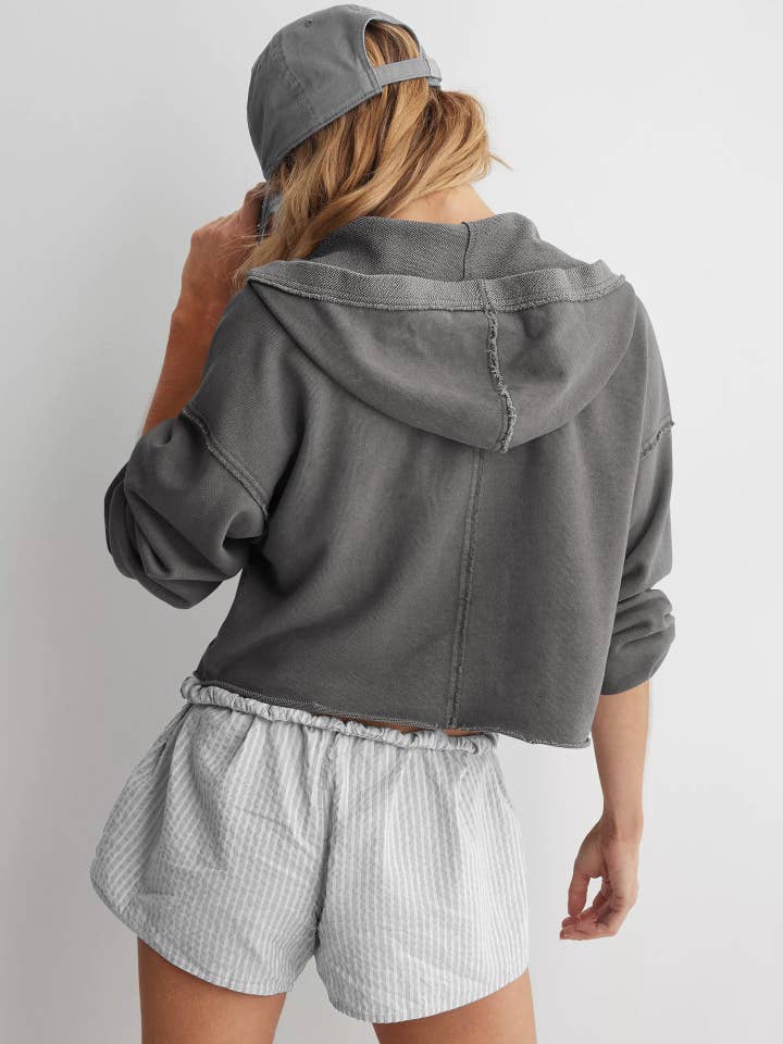 Suhkasana - Vente Sweat à capuche – femme - Pull décontracté beige à capuche, col en V, manches longues, coupe ample.19