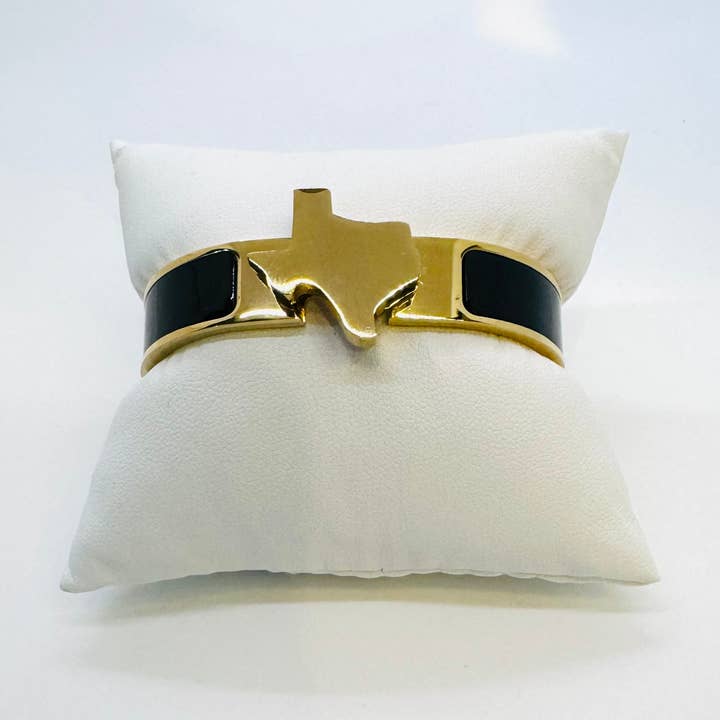 Texas Map Bangle Gold with Enamel for wholesale by Gameday Luxe